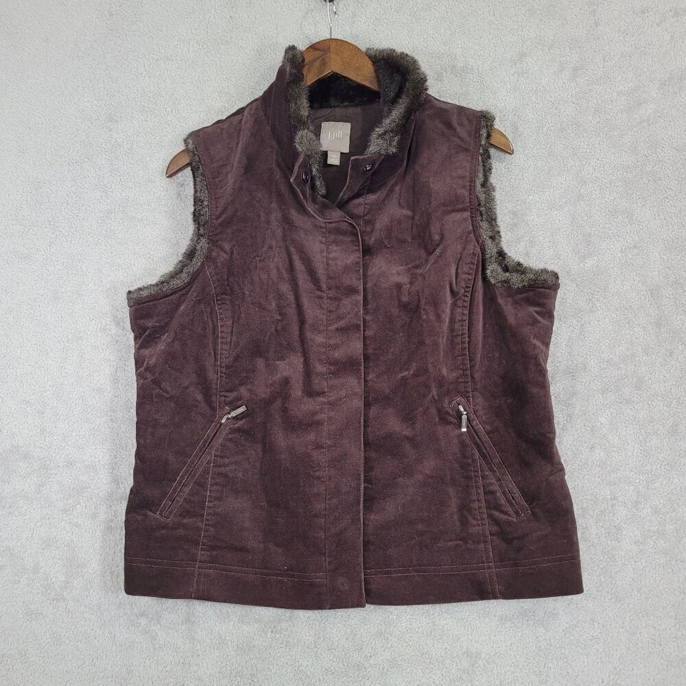 💥   aux Fur Collar Brown Vest L/P Petite Jacket